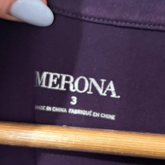 Merona Shirt Dress Purple Plus Size 3X Belted Work Office Career - Picture 4 of 4